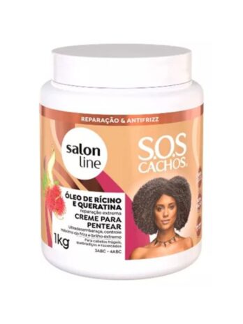 Salon Line Creme De Pentear Rícino Queratina 1kg Sos Cachos