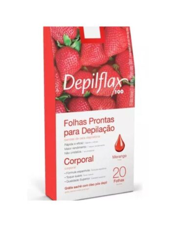 Depilflax Folhas Prontas P/ Depilação Corporal Morango C/20